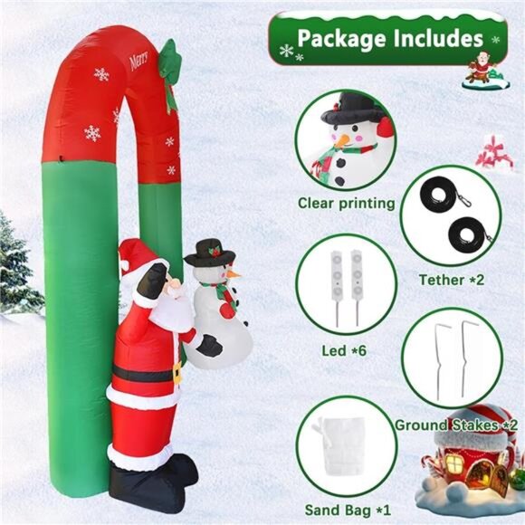 8 FT Christmas Inflatables Archway Outdoor Decorations,...